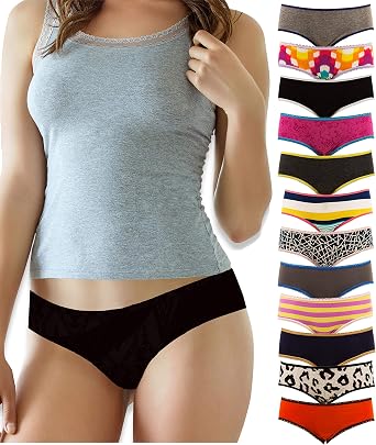 Sexy Basics Womens 12 Pack Cotton Spandex Flexible Fit Hipster Panties