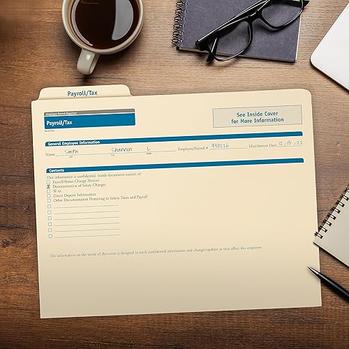 Miniatura 5 de Carpeta de nóminaimpuestos, 11.75 x 9.5 pulgadas, gestión de recursos humanos y empleados, paquete de 25 unidades