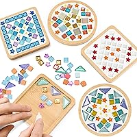 Joyclub 4-Pack DIY Glass Mosaic Kits for Adults - Wooden Coasters Crafts, Stress Relief, Creative Home Decor & Christmas Gifts