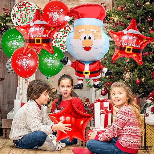Miniatura 4 de KatchOn, Juego de globos de Papá Noel con estrella  32 pulgadas, paquete de 10  Globo de Papá Noel para decoraciones de globos de Navidad  Globos de