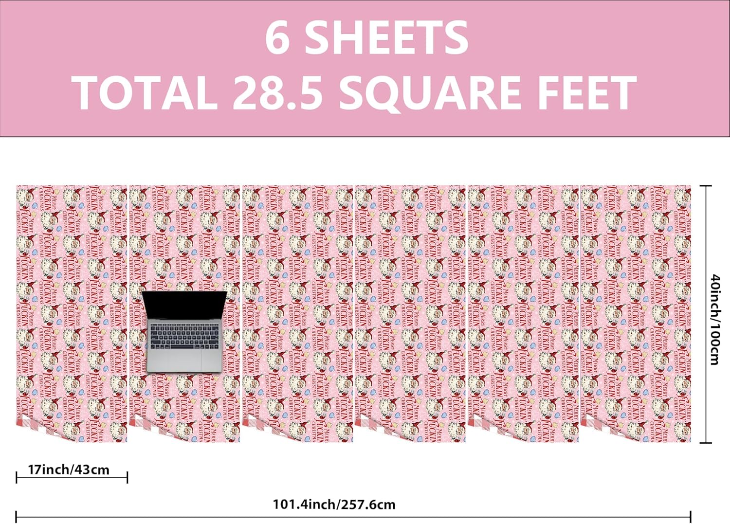 Altarho Funny Christmas Wrapping Paper Roll for Adult Women Men Husband - Pink Inappropriate Christmas Santa and Retro Buffalo Plaid Design Naughty Xmas Gift Wrap for Birthday Winter Holiday Decoration Total 28.5sq.ft