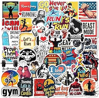 50 PCS Fitness Weightlifting Stickers-Waterproof Vinyl Motivational Stickers for Water Bottle,Laptop,Bike,Gym-Gifts for Teens,Boys,Girls,Gym Lovers,Adults
