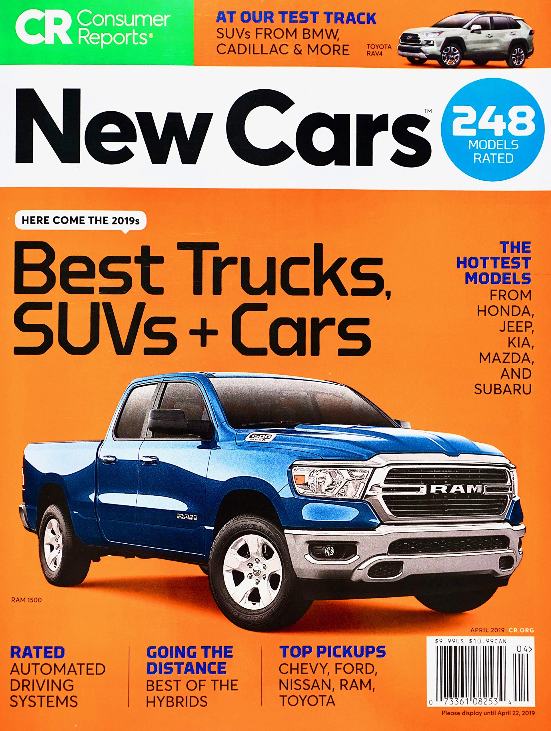 Consumer Reports New Cars April 2019 Best Trucks, SUV's + Cars Single Issue Magazine – January 1, 2019