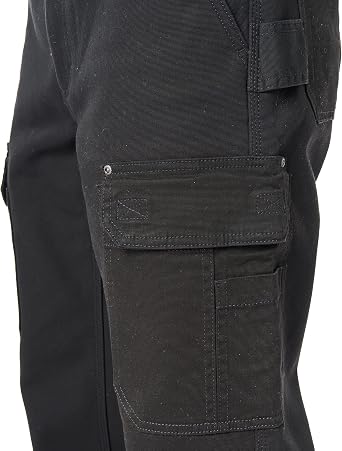 Smith's Workwear Men's Bonded-Fleece Lined Work-Stretch Duck Canvas Gusset Utility Cargo Pant