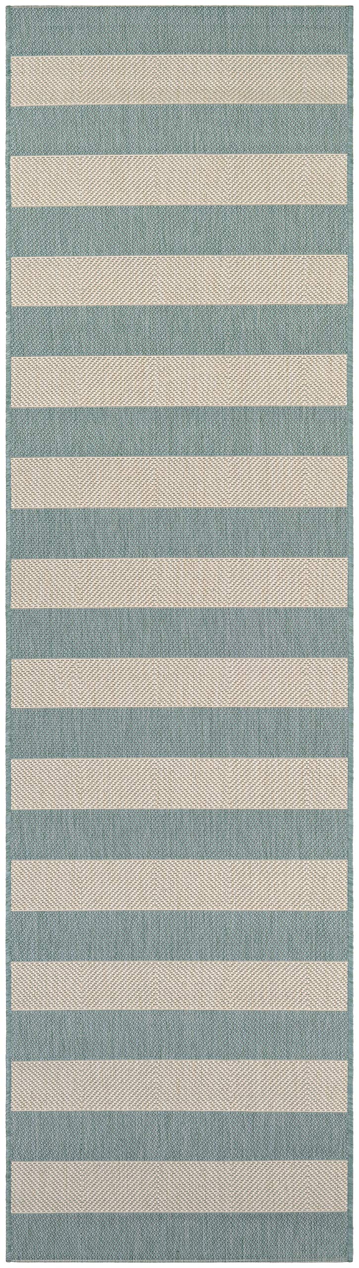 Couristan Afuera Yacht Club Runner Rug, 2-Feet 2-Inch by 11-Feet 9-Inch, Sea Mist/Ivory