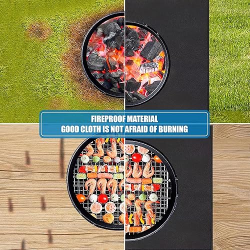 Miniatura 5 de OYOWUOT Tapete de parrilla para parrilla al aire libre, 72 x 39 pulgadas, rectangular, de doble cara, a prueba de fuego, tapete protector grande de