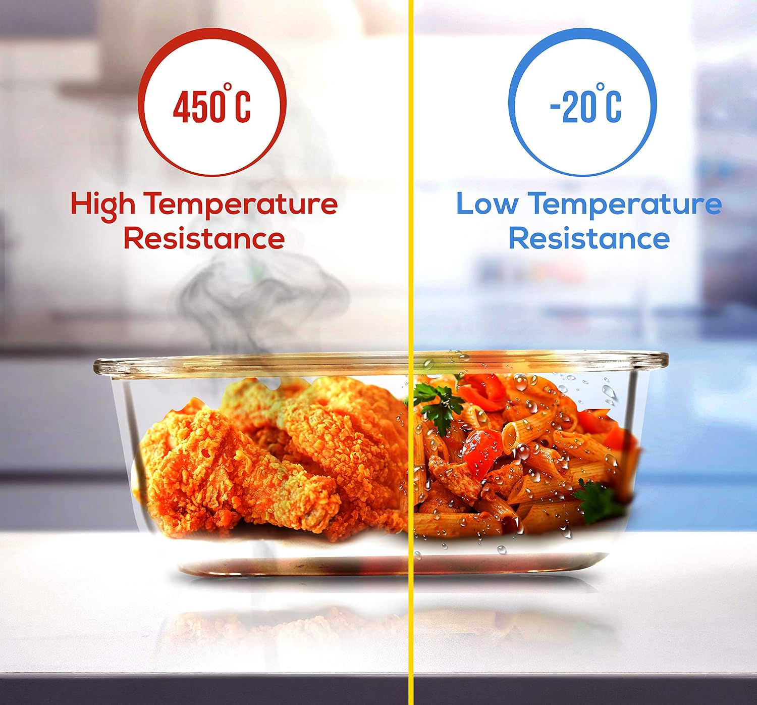 Utopia Kitchen- 16 Piece Glass Food Storage Container (8 containers, 8 transparent lids)- Stackable & Leak-proof - Easy to store food and carry on the go- From Oven to the Table