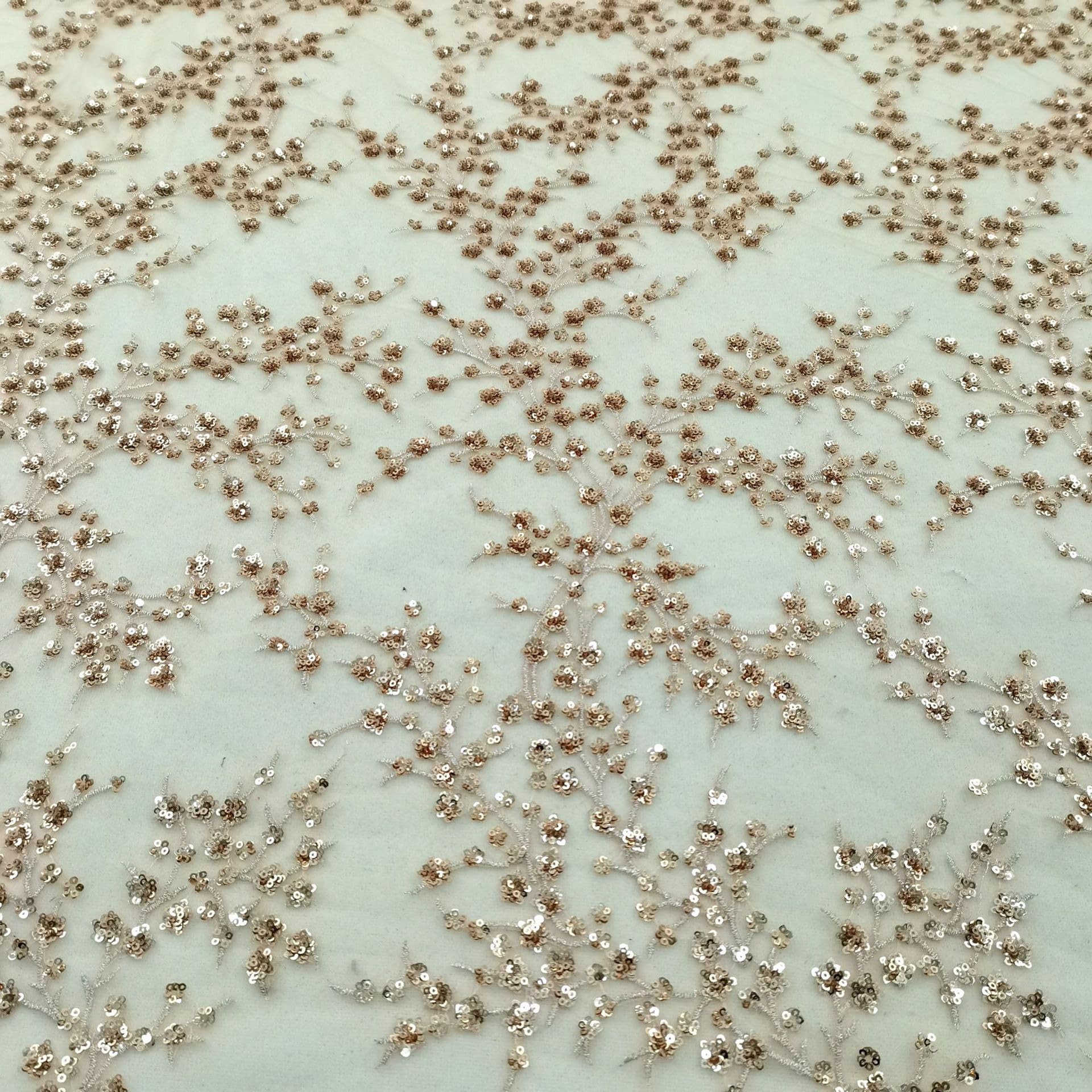 125cm x 3 Yards Soft Tüllstoff mit Pailletten,Basteltüll Glitzerstoff Bestickt Netzstoff Glitzer Tüll aus Polyester,Dekostoff Tüll Stoffe zum Nähen für Hochzeitskleid Tüllrock,Champagnergold