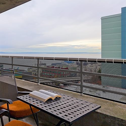 Miniatura 6 de JIFTOK 2 juegos de puertas de bebé para escaleras, protector de barandilla para niños, mascotas, juguetes, red de seguridad de malla de 21.6 pies x