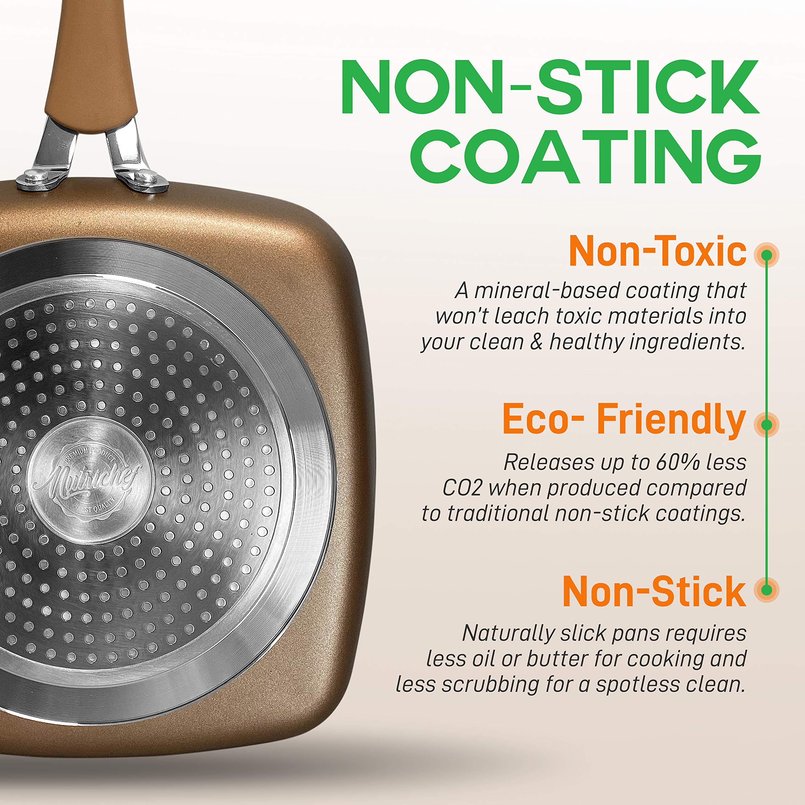 Poêle à Griller Anti-adhésive 24cm - Compatible Induction Et Tout Feu (Gaz, Électrique)