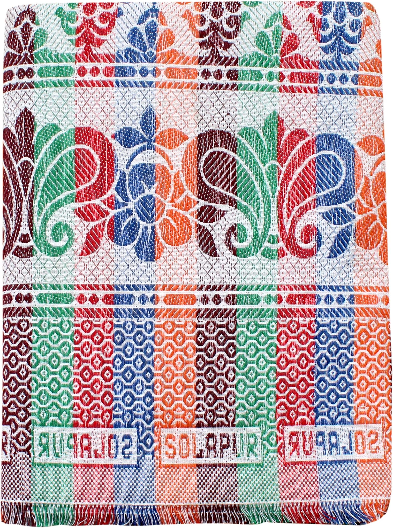 Delux Quality Solapur Chaddar 100% Cotton Dailyuse Single Bed Blanket Pack of 1 Multicolor