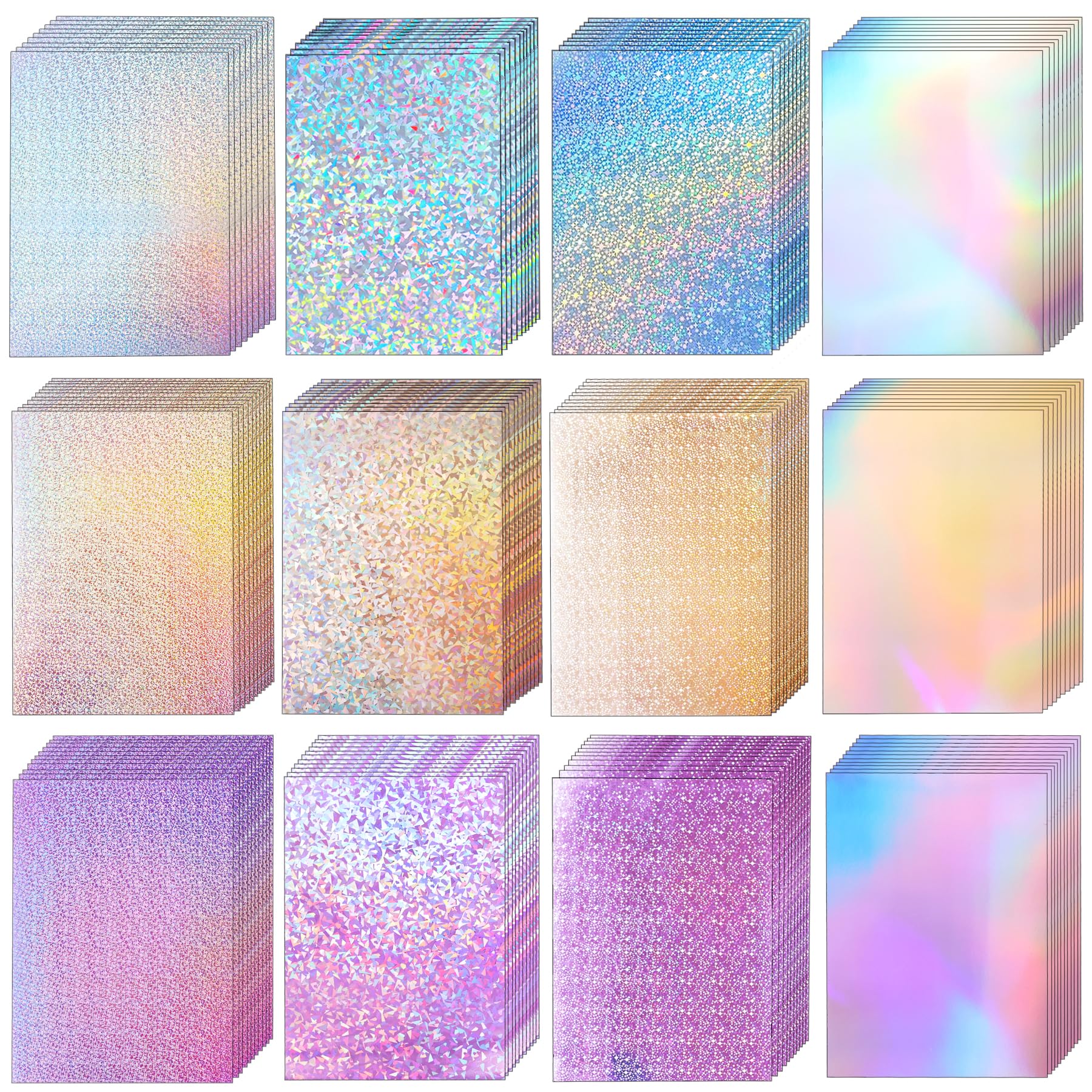 120 Blatt holografischer Karton, 250 g/m², metallischer Karton, glitzernd, schillernd, Spiegelpapier für Bastelarbeiten, Kartenherstellung, Party-Dekoration, Scrapbook