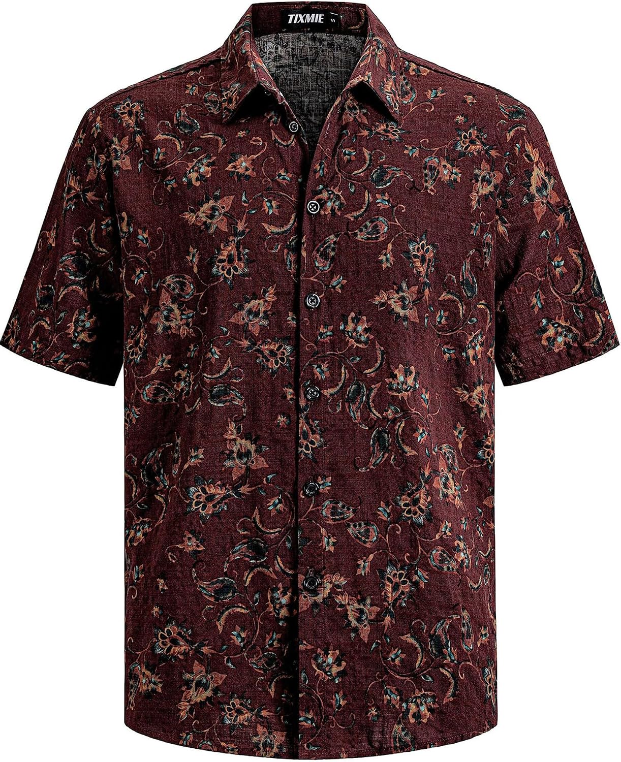 Mens Hawaiian Shirt Short Sleeve Breathable Aloha Beach Shirts for Men Summer Vacation Button Down, Retro Floral