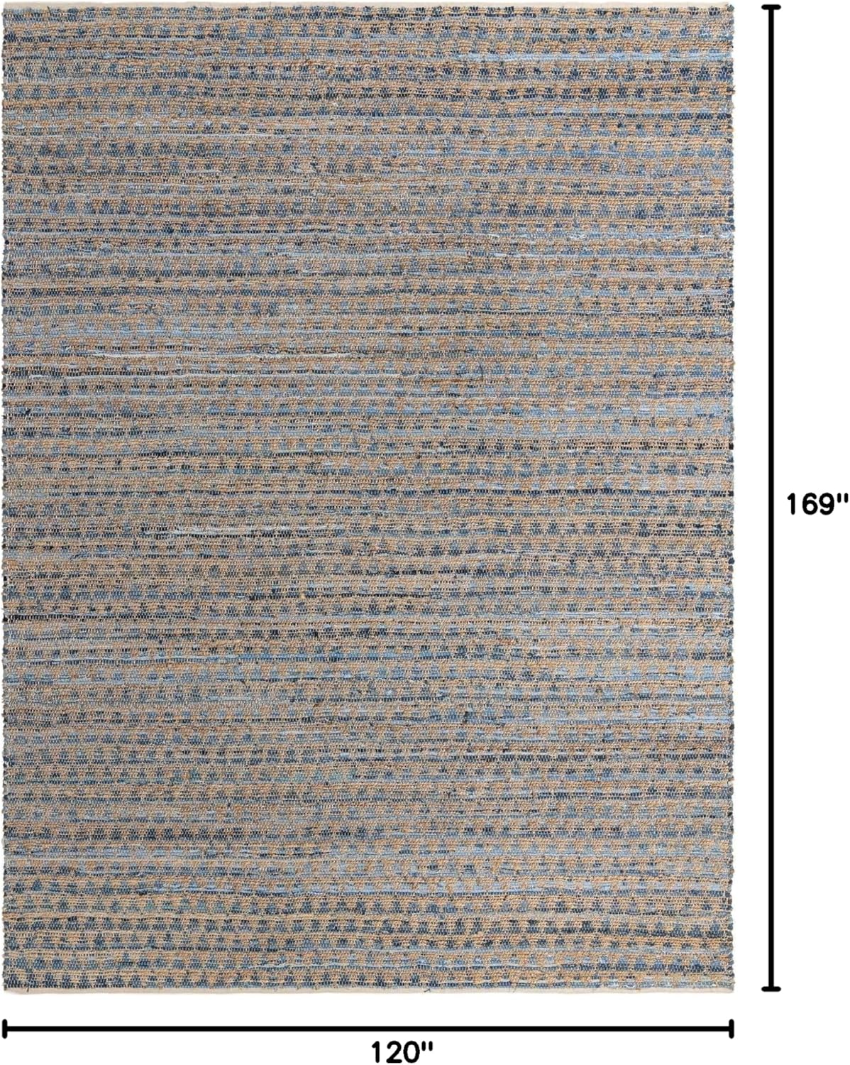 Unique Loom Chindi Jute Collection Area Rug (10' x 14' 1" Rectangle, Navy Blue/ Natural)