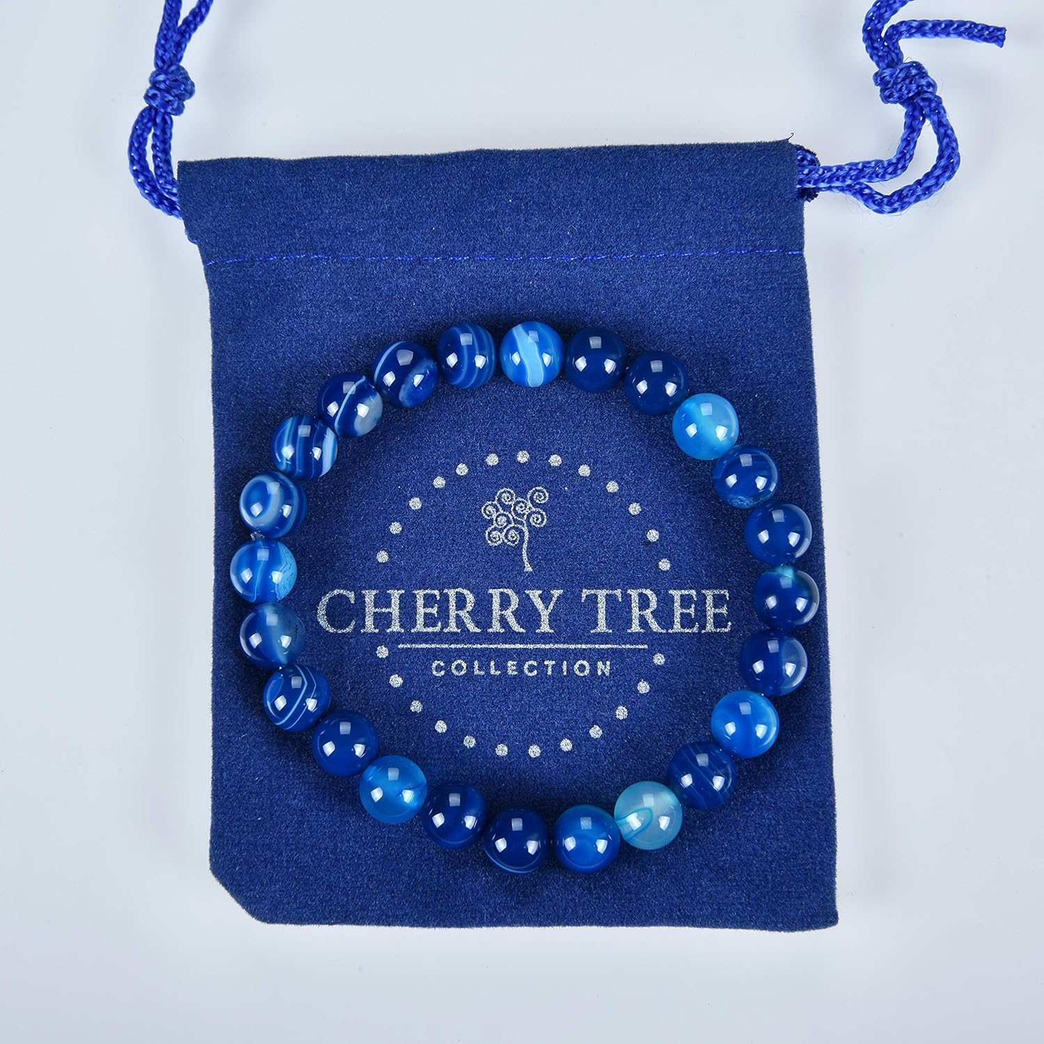 Cherry Tree Collection Gemstone Beaded Stretch Bracelet 8mm Round Beads 7" - Image 5