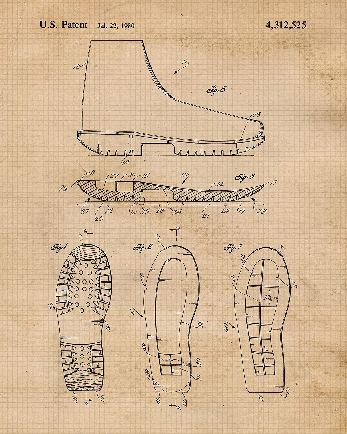 Classic Hiking Gear Tools Patent Prints, 6 (8x10) Unframed Photo, Wall Art Decor for Home Work Office Sportsman Garage Hunting Fishing Camping Nature Outdoors Shop School Student Teacher Coach
