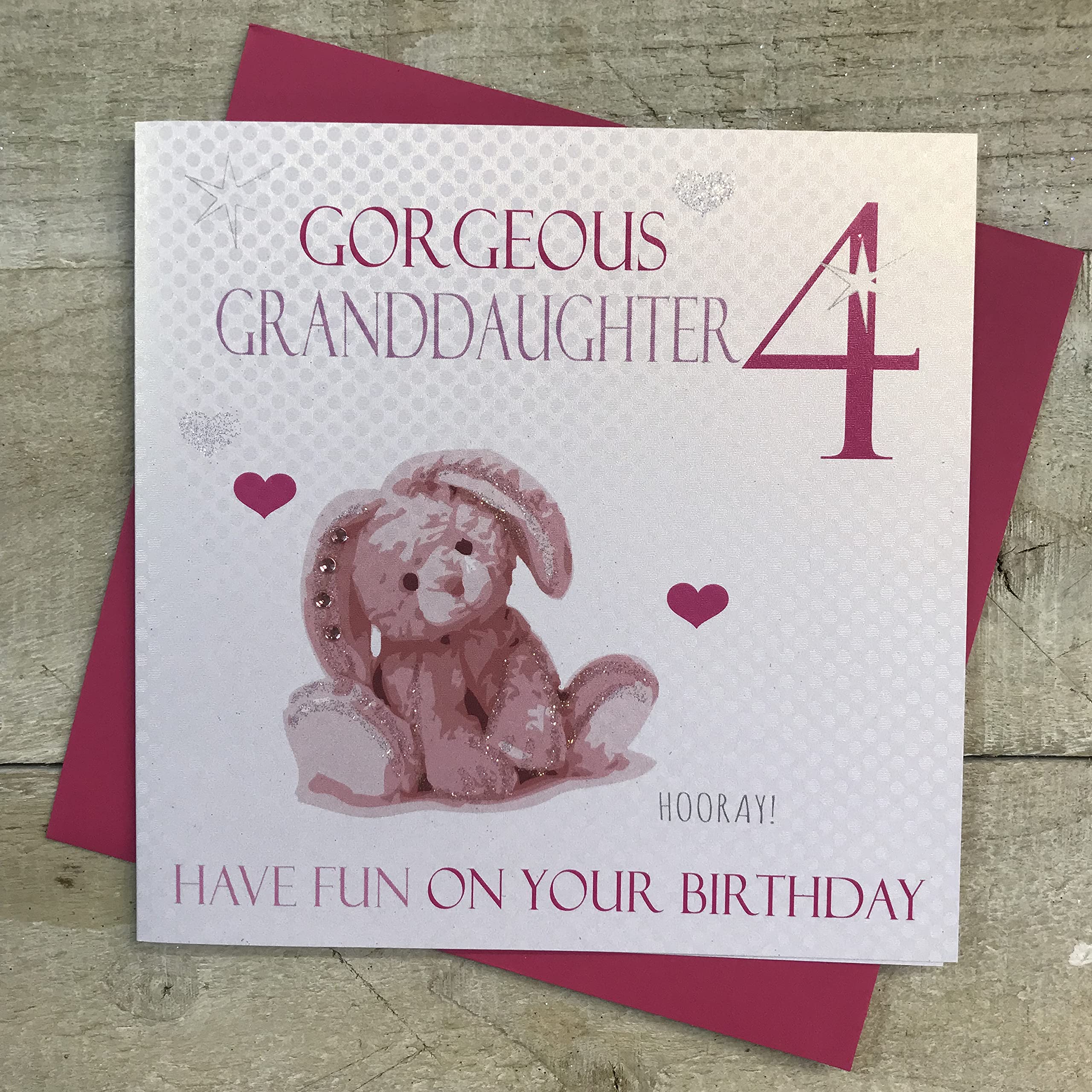 WHITE COTTON CARDS Gorgeous Granddaughter Rose-Lapin-Main