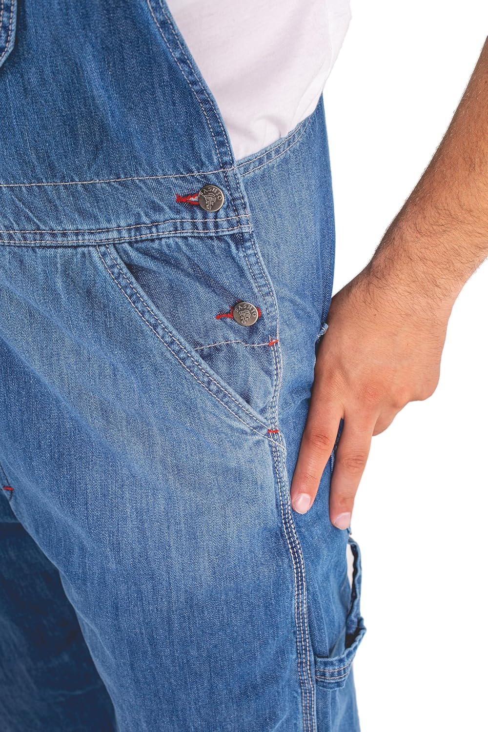 Notus Men's Heavy-Duty Denim Dungarees Workwear Jeans with Adjustable Bib and Brace Overalls