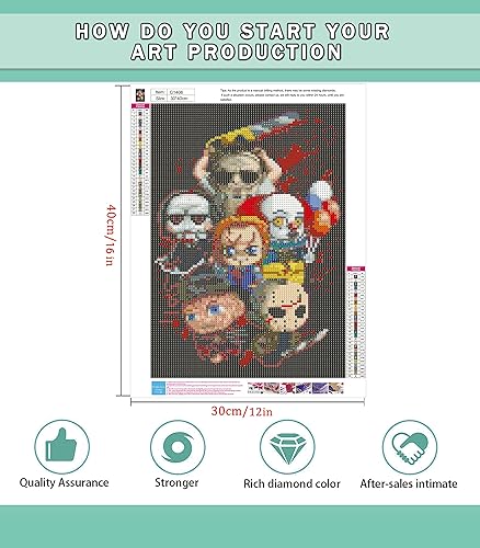 Miniatura 2 de CAMOYAI Kits de pintura de diamantes de Halloween, arte de diamantes 5D para adultos y niños, accesorios de arte de gemas, kit de taladro completo,