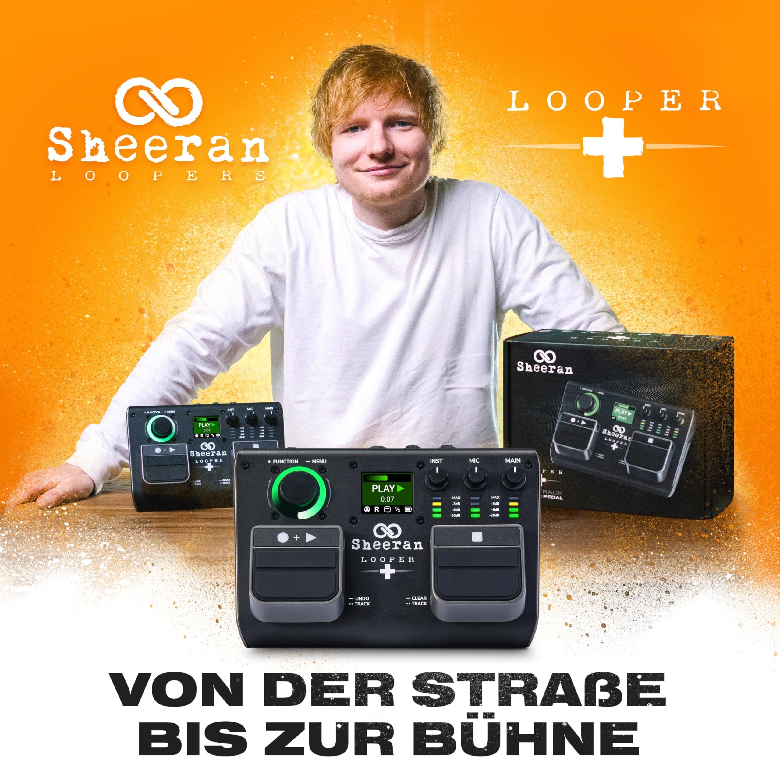 SHEERAN LOOPER + Dual Track Pedal für Gitarre, Bass, Keyboard, Vocals und Mehr, mit 128 Loops Speicher, 4 Looping Modi, LED-Display und Audiointerface