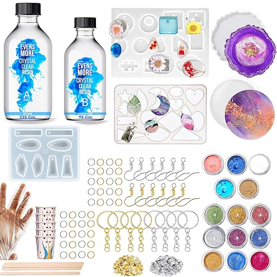 EVENS MORE DIY Resin Art Kit with 300 Gm Resin and Coaster Earring