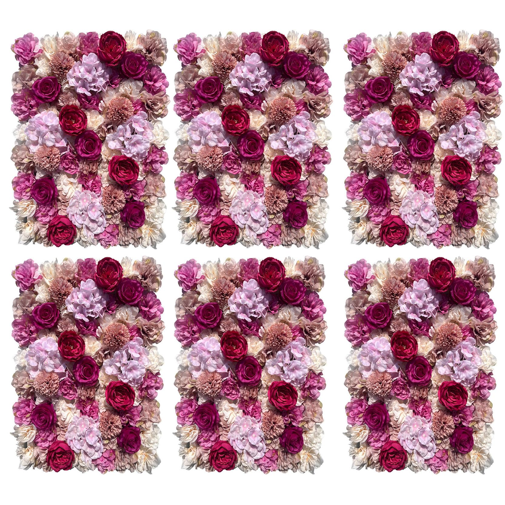 GOUZIBHD 6PCS Artificial Flower Wall Panels 3D Rose Wall Mat,Faux Flower Wall Mat for Photo Background Home Wedding Party,Silk Flower Panels,Floral Wall Panel(Color:Brown)