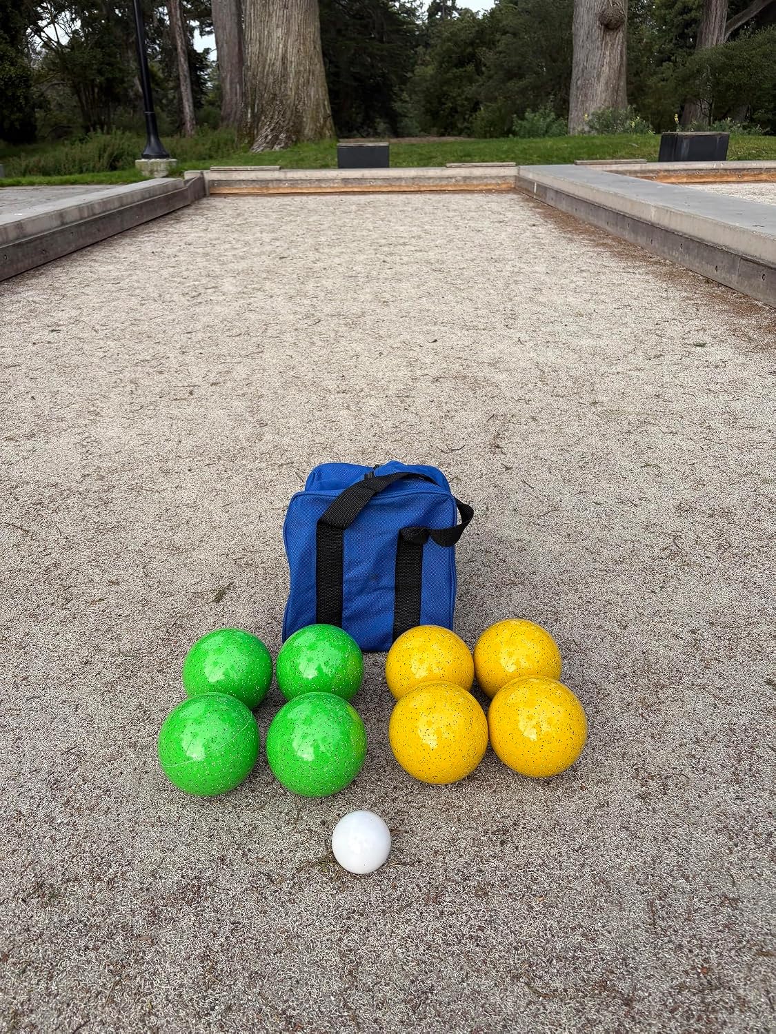 BuyBocceBalls Listing - Made in USA, Premium Quality Official Tournament GLO Bocce Set - 110mm Neon Speckled Yellow and Green Balls Bag; Regulation Size Balls 998 Grams (2 lbs. 3.2 oz.)