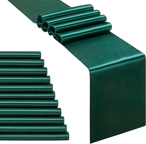 Miniatura 30 de 4 caminos de mesa de satén burdeos de 12 x 108 pulgadas, elegante y suave tela sedosa decoración de mesa para banquete de boda, decoración