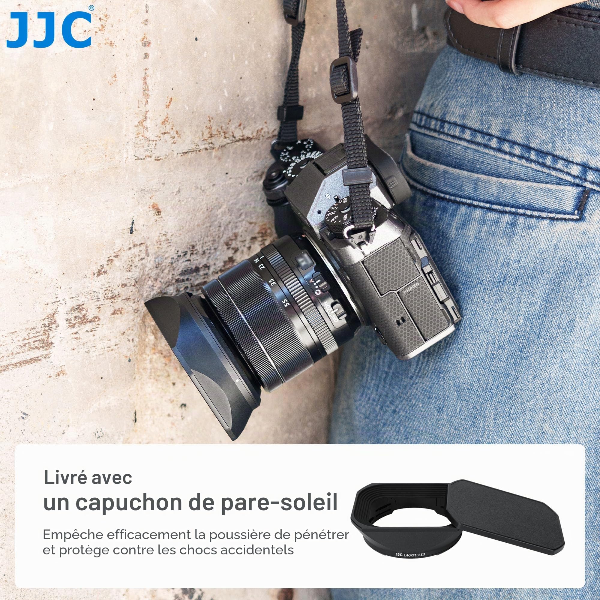 JJC Pare-Soleil Carré Métal pour Fujifilm XF14mm F2.8 R et XF18-55mm F2.8-4 R LM OIS Objectif avec Capuchon Coulissant - Remplace Fuji 14/18-55