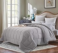 Vista 14 de EVOLIVE - Edredón alternativo al plumón de ganso blanco, para todas las estaciones, prelavado, microfibra suave con costuras en caja