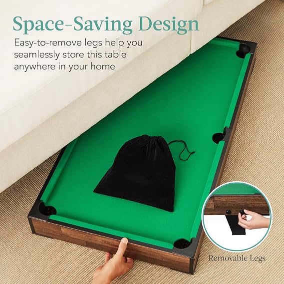 Best Choice Products Tabletop Billiard Table, Pool Game Table for Living Room, Game Room w/ 2 Cue Sticks, Ball Set, Storage Bag