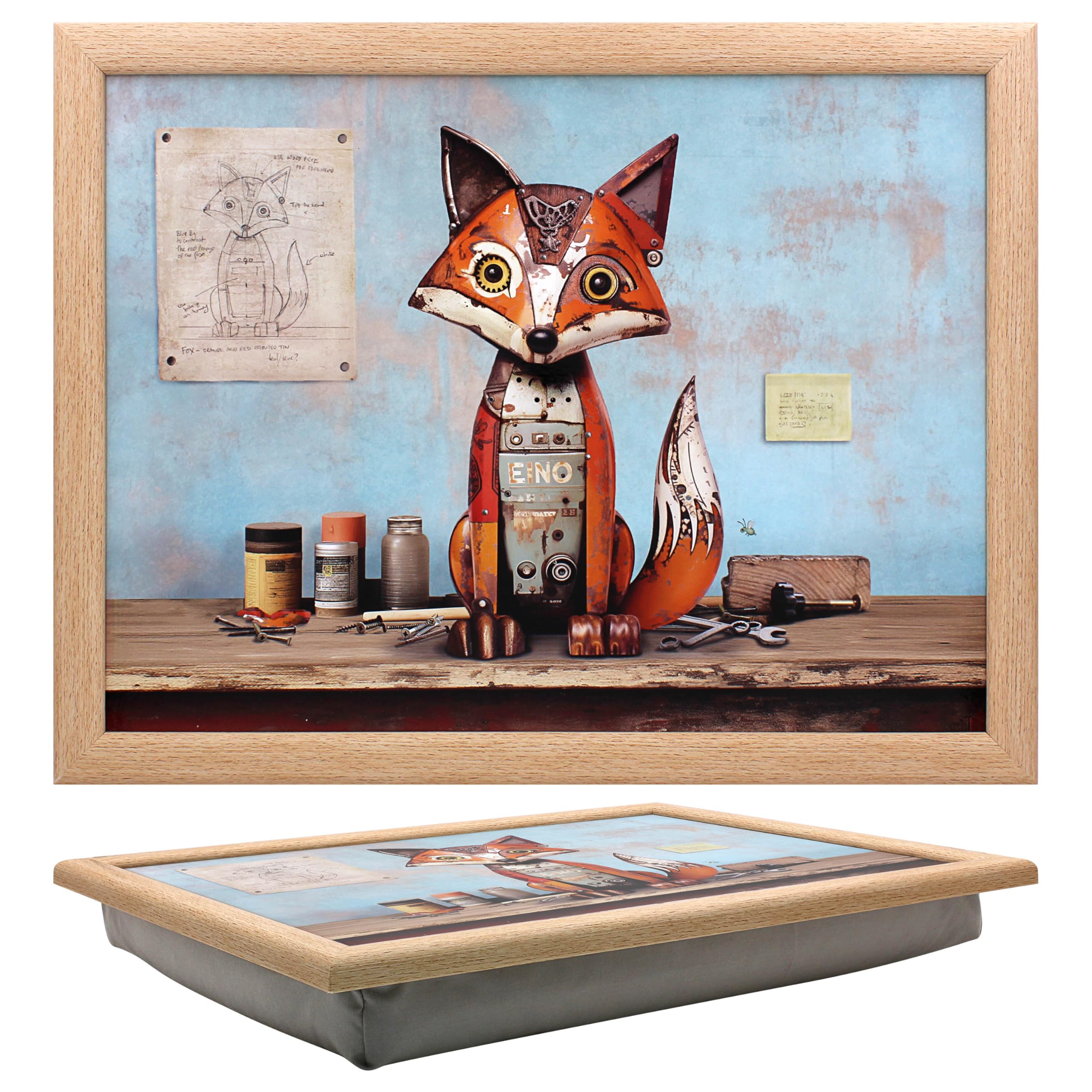 Lesser & Pavey Bug Art Scrap Fox Laptray With Bean Bag for Serving Dishes | Lovely Lap Trays for Eating on Lap for Dinner or Breatfast | Newly Designed Food Trays for Lap