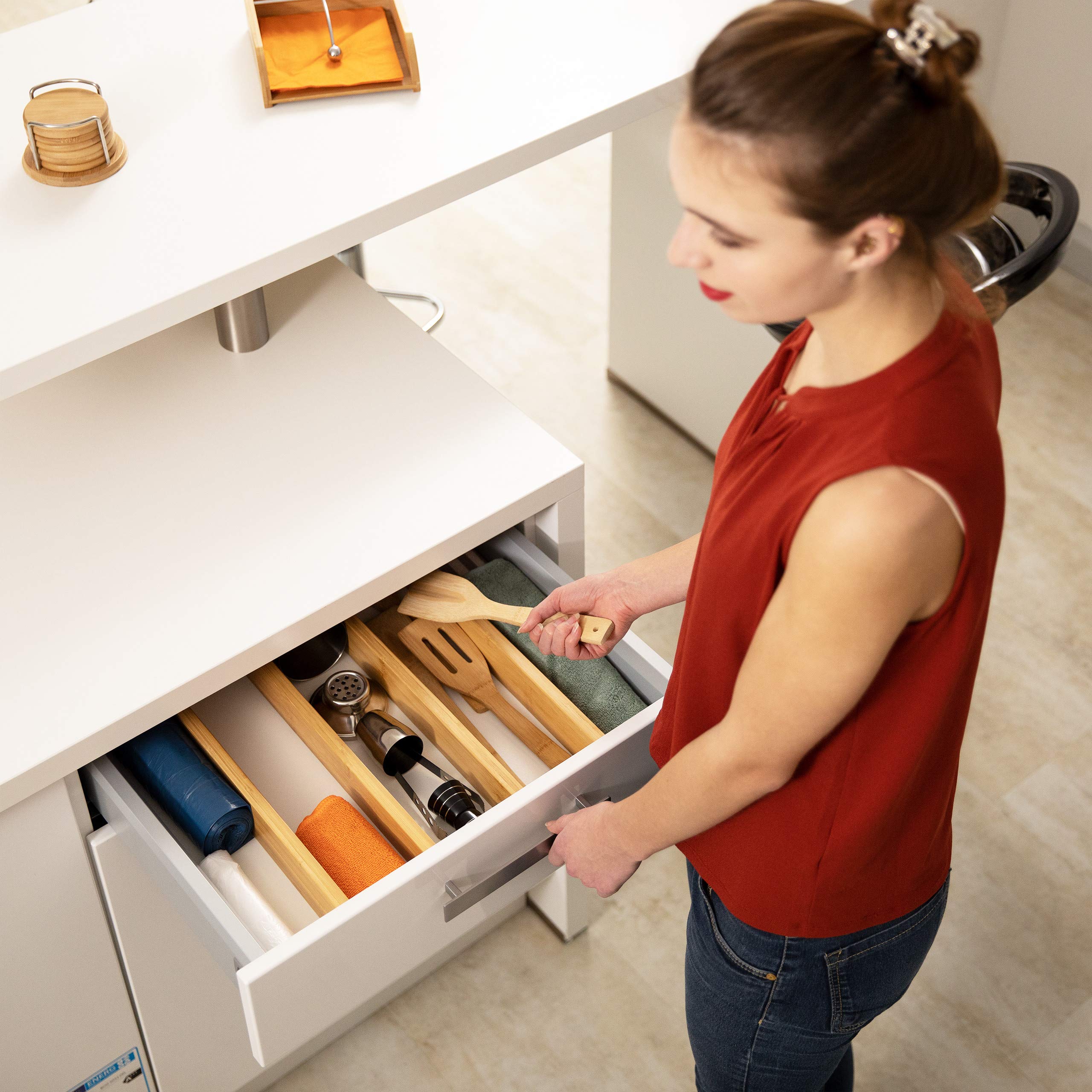 Relaxdays Divisori da Cassetto, Set da 10 Separatori da Cucina, Organizer Lunghezza Regolabile