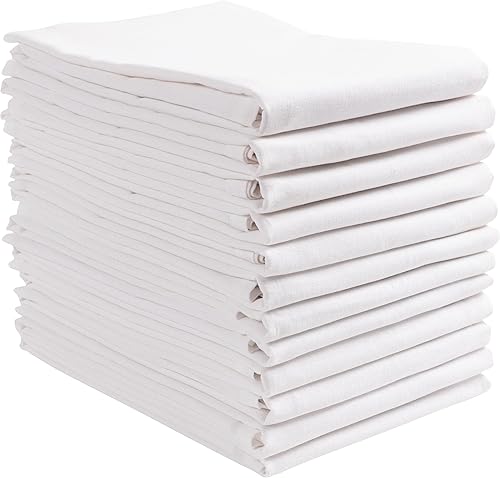 Miniatura 1 de KAF Home Juego de 12 toallas de cocina blancas con bordado y manualidades, 100% algodón, absorbentes, extra suaves (20 x 30 pulgadas) (blanco)