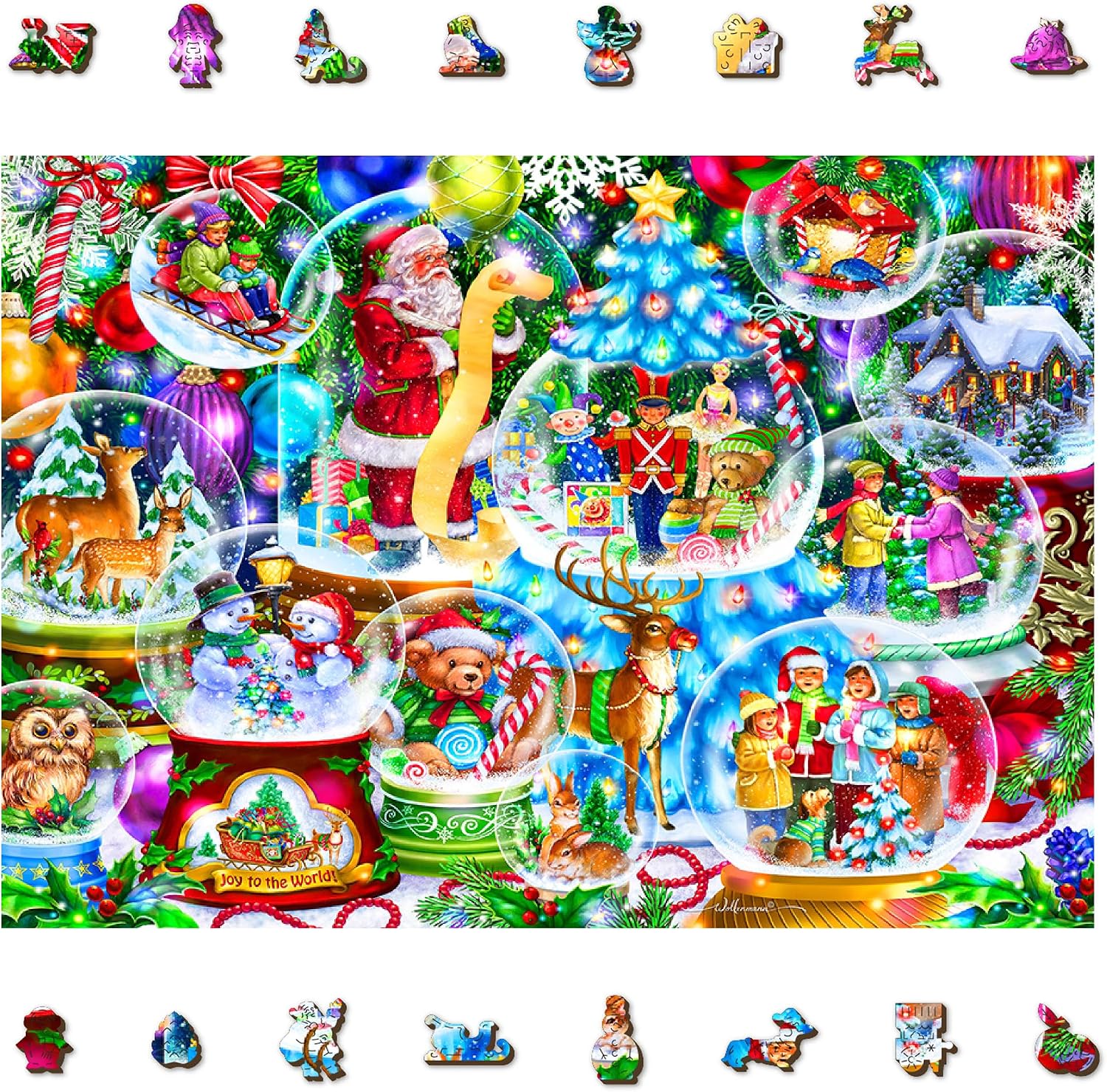 WOODEN.CITY 1000 Piece Wooden Jigsaw Puzzle Christmas Snowballs - Advanced Winter Jigsaw Puzzles For Adults - Xmas Scene Wood Puzzles With Unique Christmas Pieces & Unusual Shapes - 21.25 in x 15.5 in