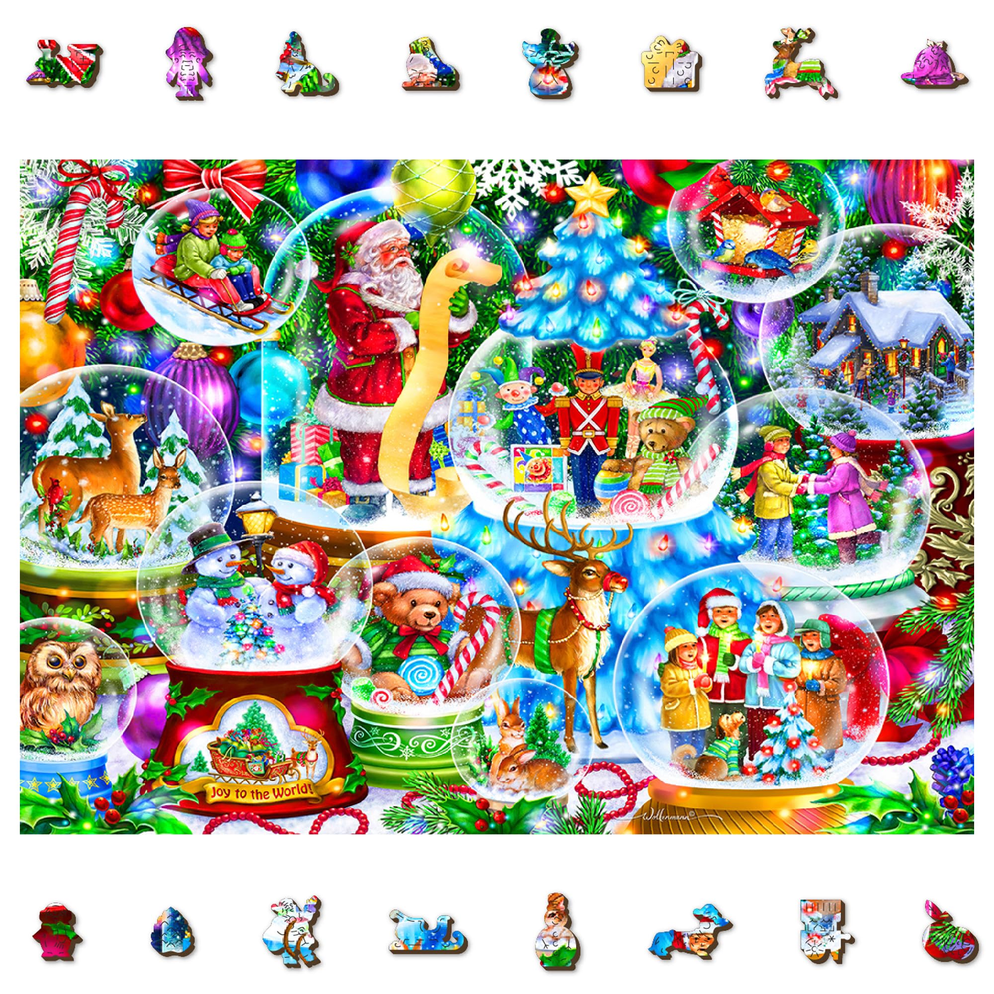 WOODEN.CITY Boules de Neige de Noël - Puzzle 1000 Pièces pour Adultes, Casse-Tête Adulte Élégant et Défiant, Idéal pour Collectionneurs et Amateurs de Puzzles de Noël