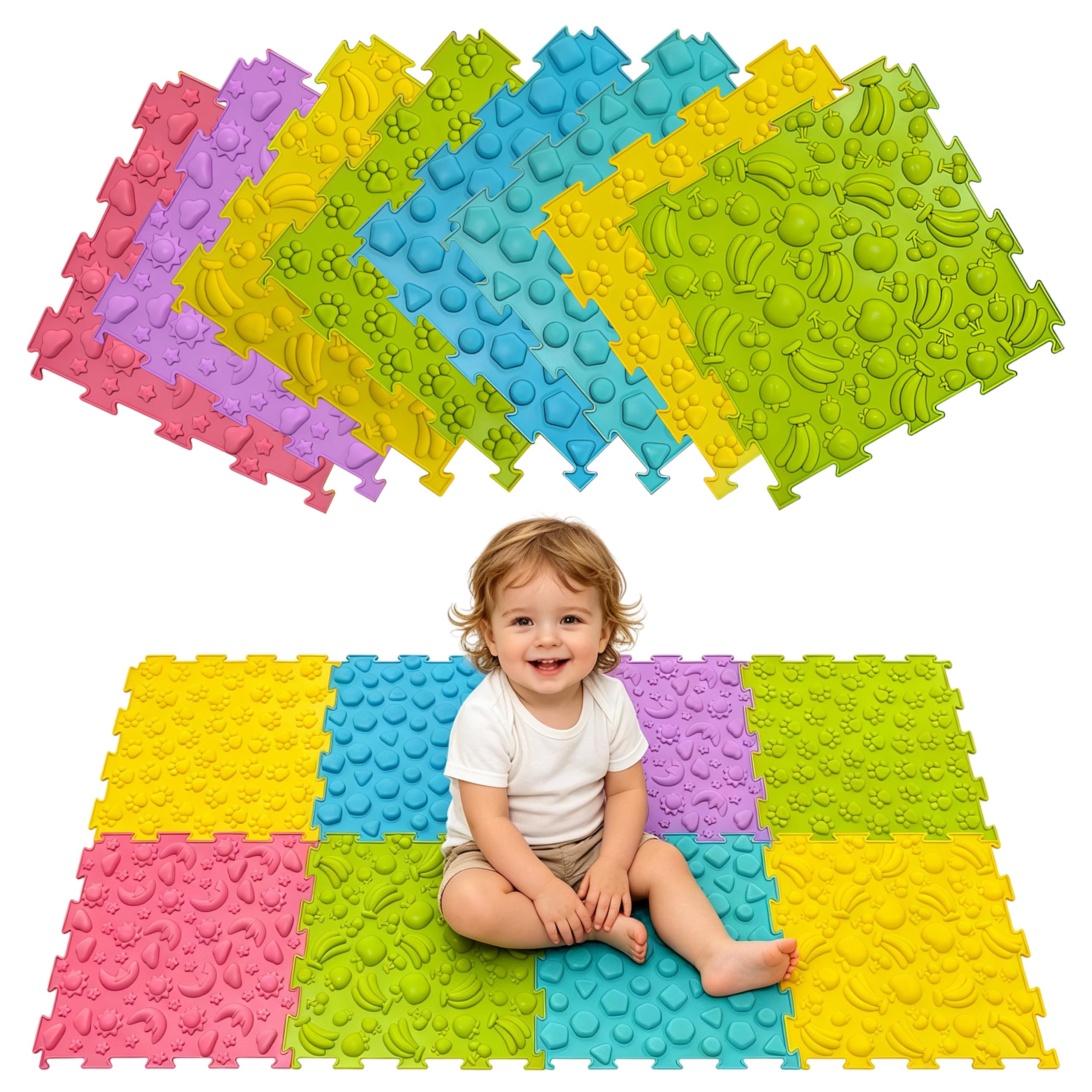 Tappeto Sensoriale 8 Pezzi, Puzzle Mat Ortopedico per Piedi
