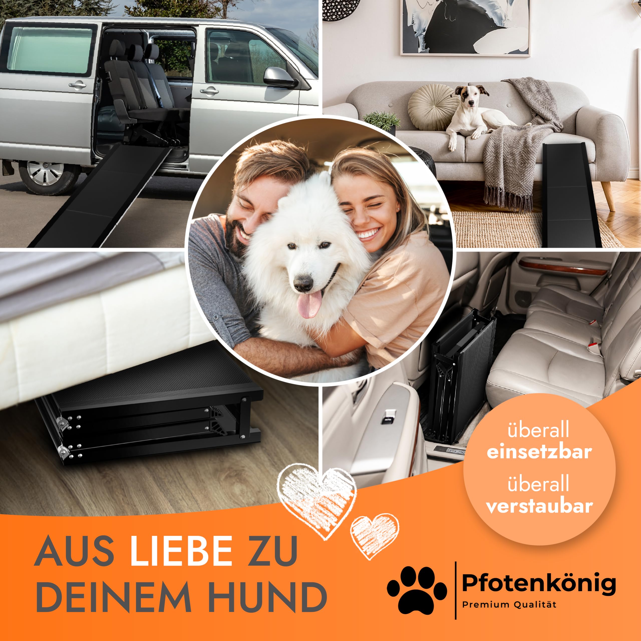 Hunderampe - 1,80 m Ultra-lang - [Einstiegstraum] - stabile Premium Hunderampe Auto klappbar - Anti-Rutsch Hunderampe Auto aus Leicht-Alu - passt für alle Fahrzeuge