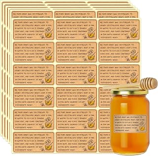 Pure Honey Storage and Liquifying Stickers,Crystallized Honey Instructions Labels,Homemade Honey Stickers for Jars and Bottles(180PCS,1.12"x2.24")