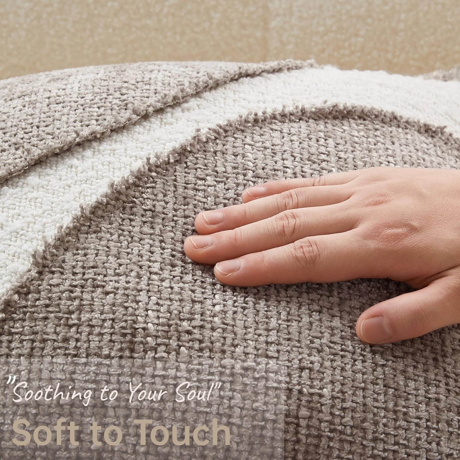 Decorative Boucle Fringe Throw Pillow Covers Set of 2, 18x18 Inch Design Couch Throw Pillows for Sofa Bed Living Room Decor (Khaki, 18"X18" (Pack of 2))