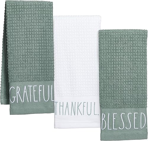 Miniatura 1 de Rae Dunn Toallas de mano, toalla de cocina decorativa bordada para cocina y baño, 100% algodón, altamente absorbente, paquete de 3, 16 x 26