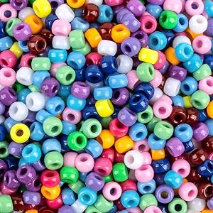 1000 Pcs Pony Beads Bulk - Plastic Bracelet Beads Sukh 6x9mm Pony Bead for Bracelets Making Multi-Colored Bracelet Bead for Hair Braiding,DIY Crafts,Necklace,Key Chains and Ornaments Decorations