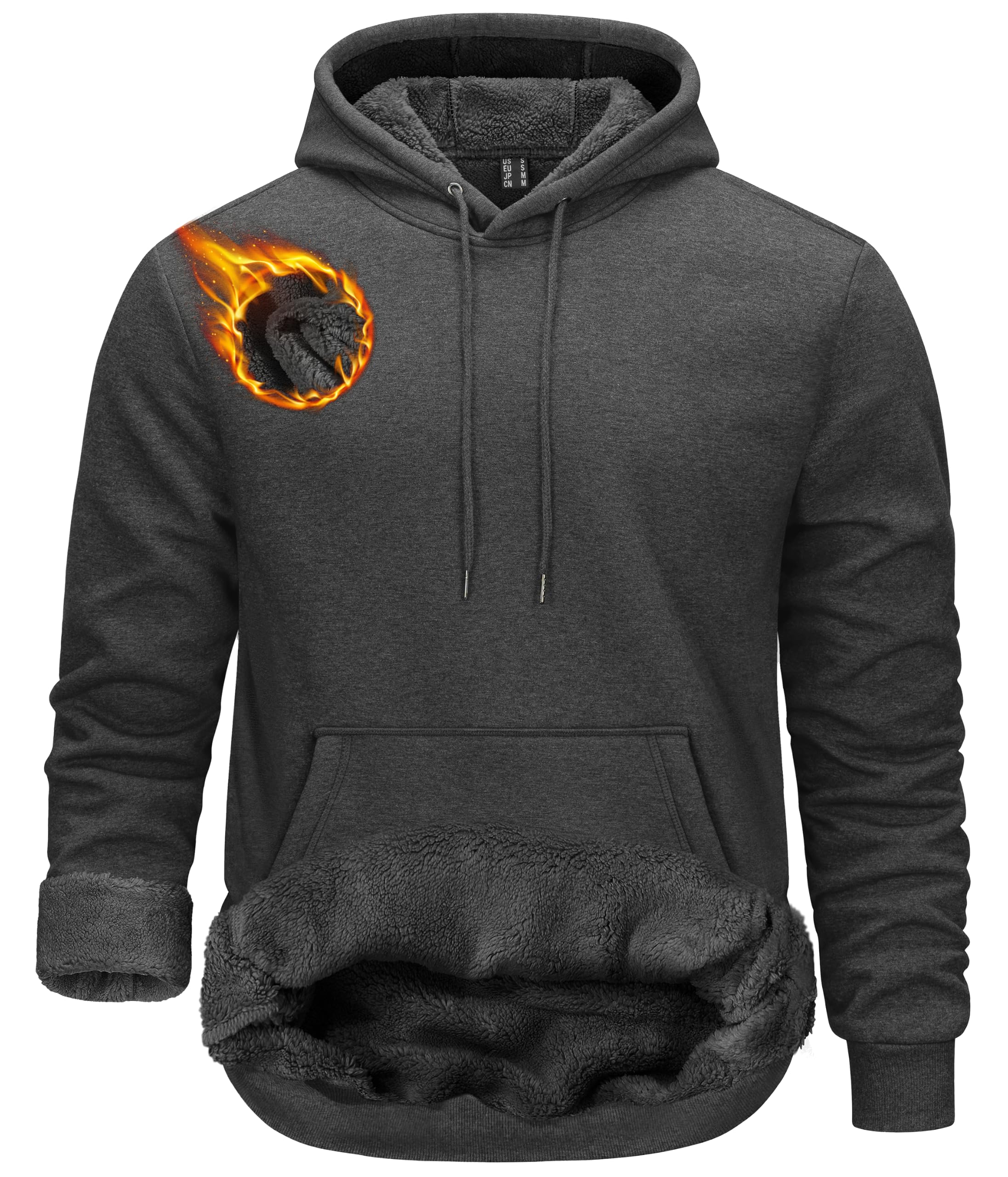 Men's Sherpa Lined Hoodies Winter Warm Fleece Hooded Sweatshirts