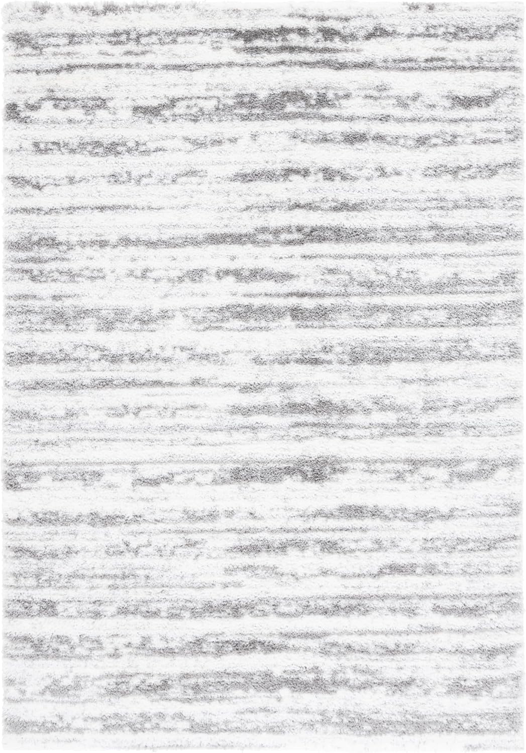 SAFAVIEH Tahoe Shag Collection Area Rug - 4' x 6', Ivory/Dark Grey, Geometric Design, Plush 1.2 Inch Thick Ideal for High Traffic Areas in Living Room, Bedroom, Dining (THO686H)