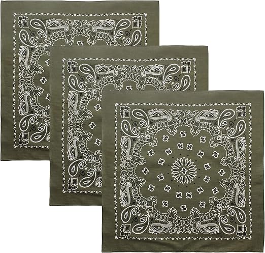 Trainmen Paisley 27" Jumbo Military Bandana Head Scarf Do-rag 100% Cotton Bandanna Face Cover 3-Pack