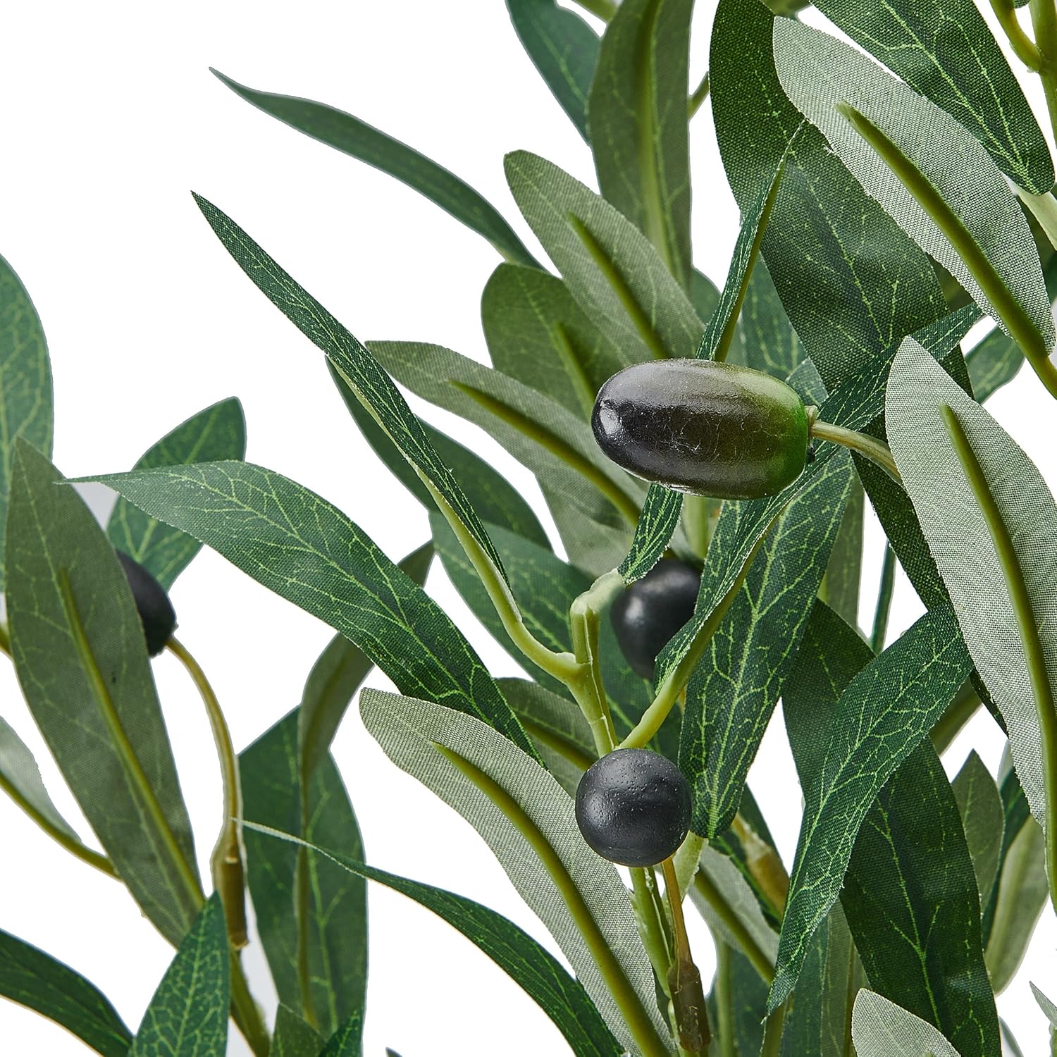 Elements Artificial Olive Branch Arrangement in Clear Glass Vase, Realistic Look and Feel