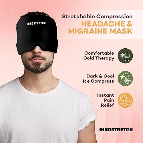 Miniatura 6 de Gorra de alivio de dolor de cabeza y migraña, sombreros de hielo para migrañas para reducir la intensidad de las migrañas, máscara de migraña y