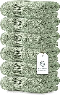 Luxury Light Green Hand Towels - Soft 100% Turkish Cotton | Highly Absorbent Hotel spa Bathroom Towel Collection | 16x30 Inch | Set of 6