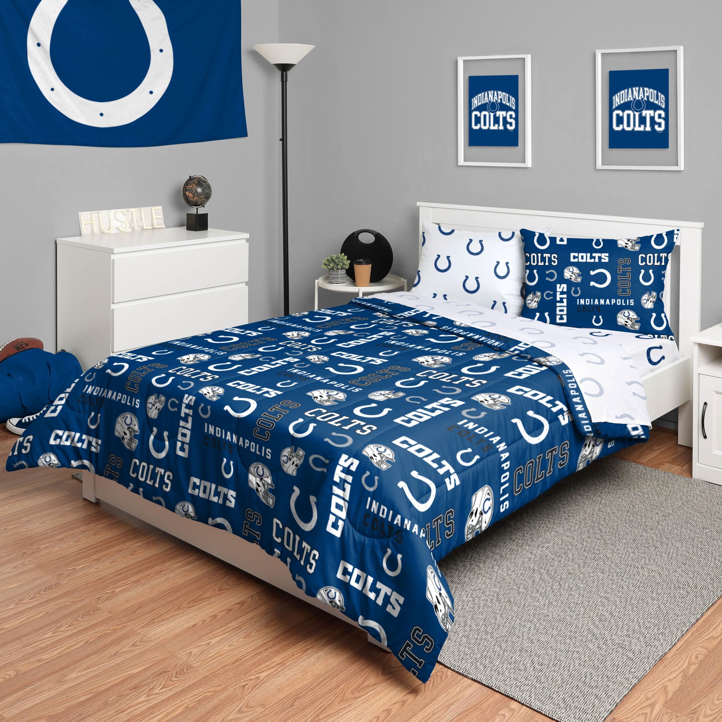 Parure de lit double NFL Indianapolis Colts FOCO ensemble 5 pièces