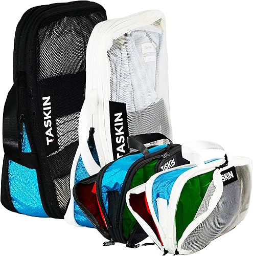 Taskin Cubos de embalaje de compresión Compartimentos separados de limpieza y suciedad con separador flexible Cremalleras YKK Juego de 4 (2L + 2M)
